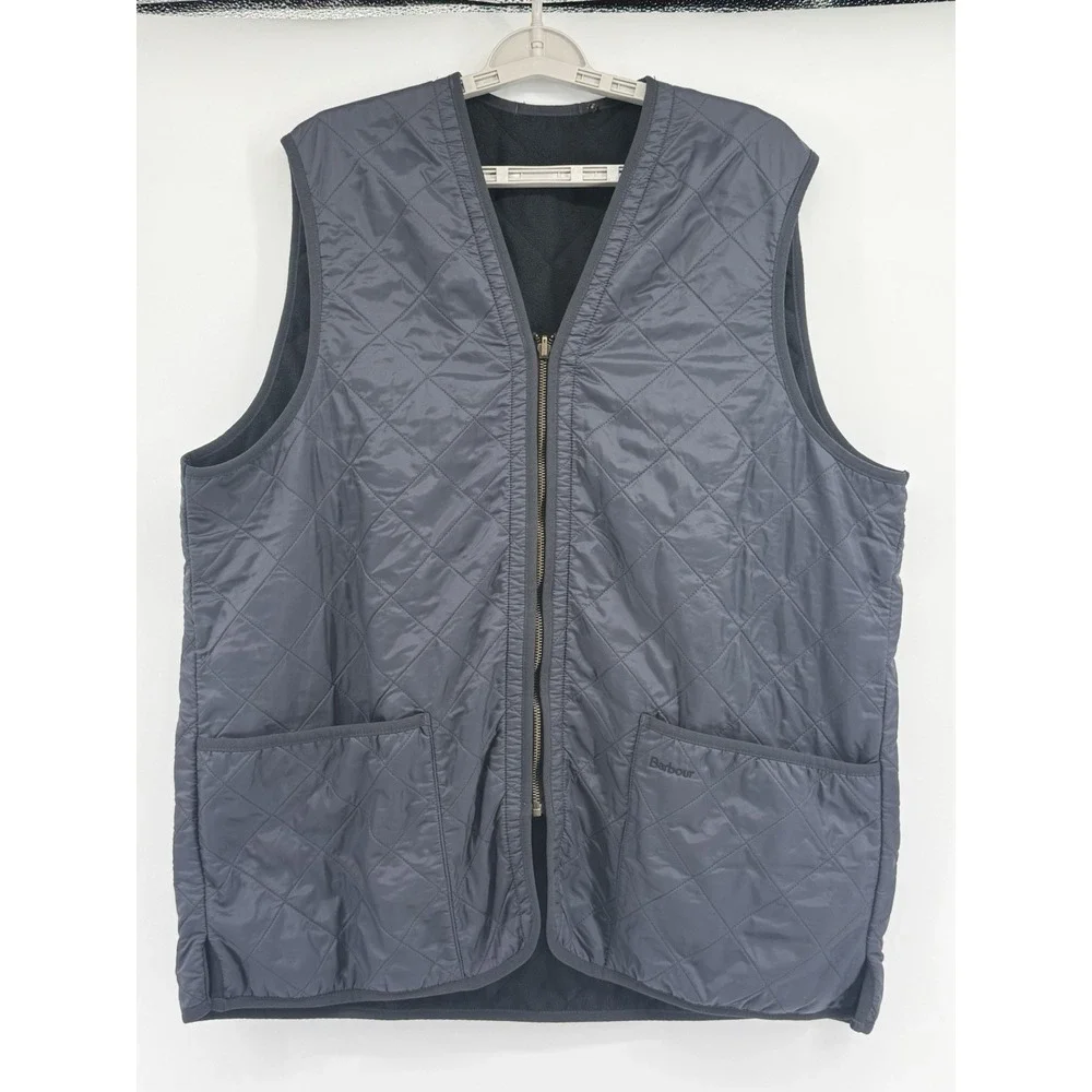 Barbour Vest Men's Sz XL Navy Polarquilt Waistcoat Zip In Liner Quilted Gilet